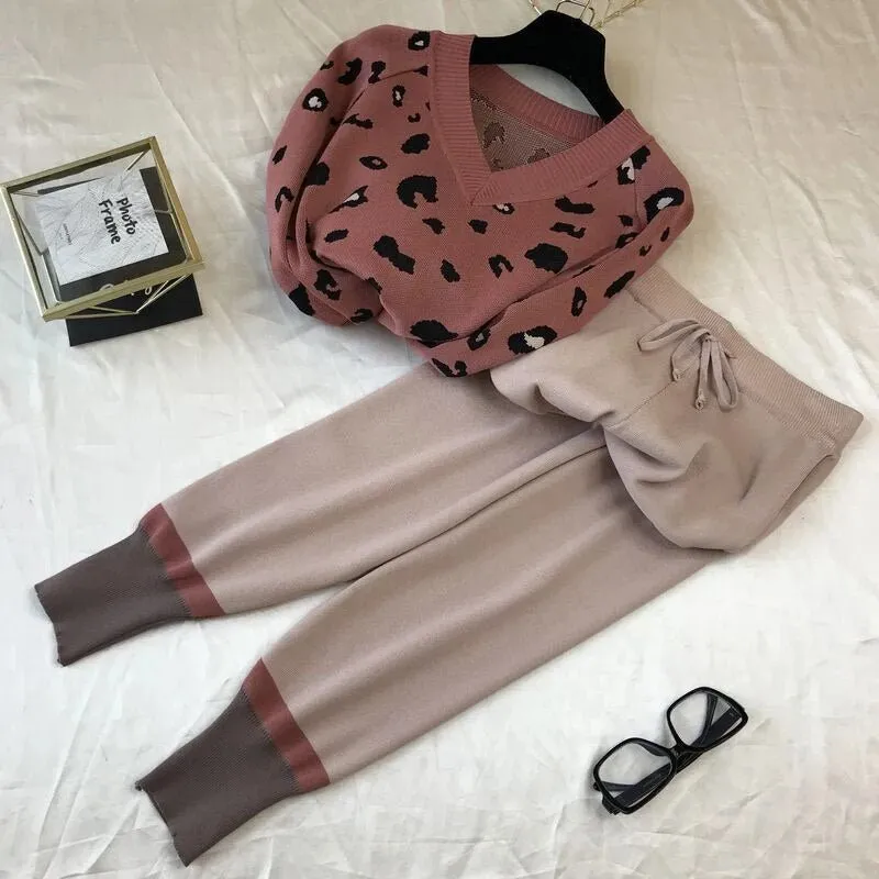 Pre Order:  Knitted Pullover   Pants Suit Set