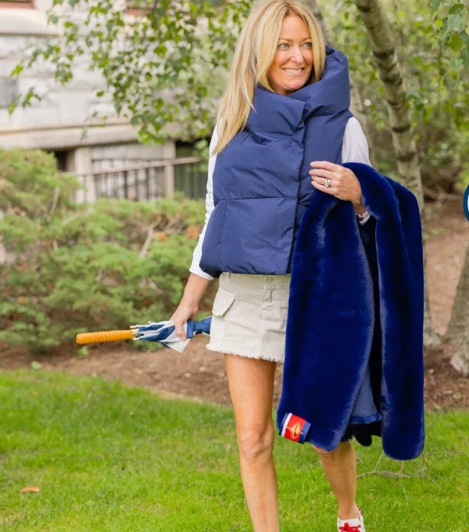 Pretty Rugged Faux Fur Blue Game Day Blanket