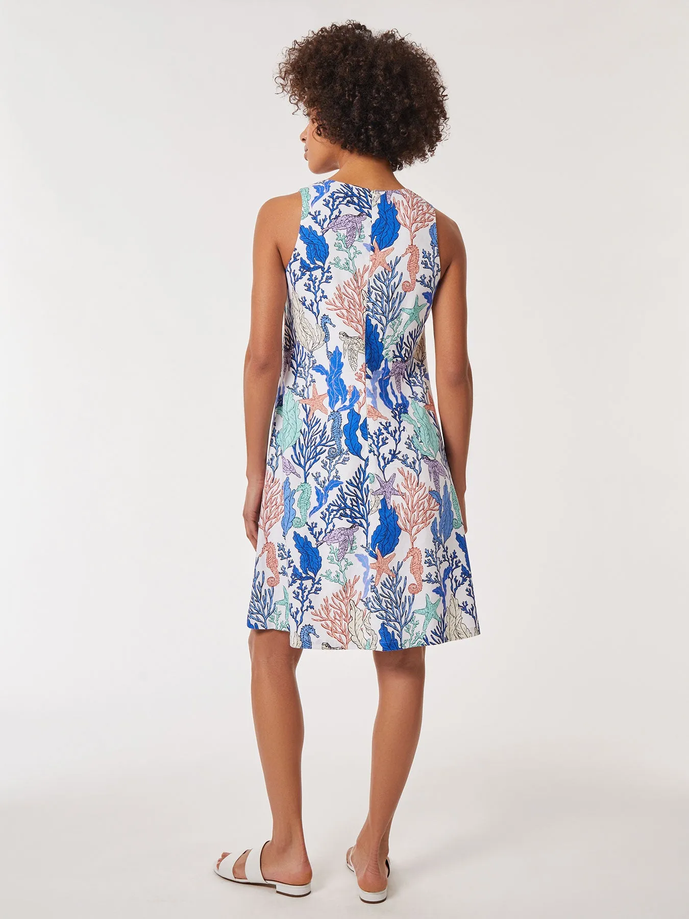 Printed Linen Trapeze Dress