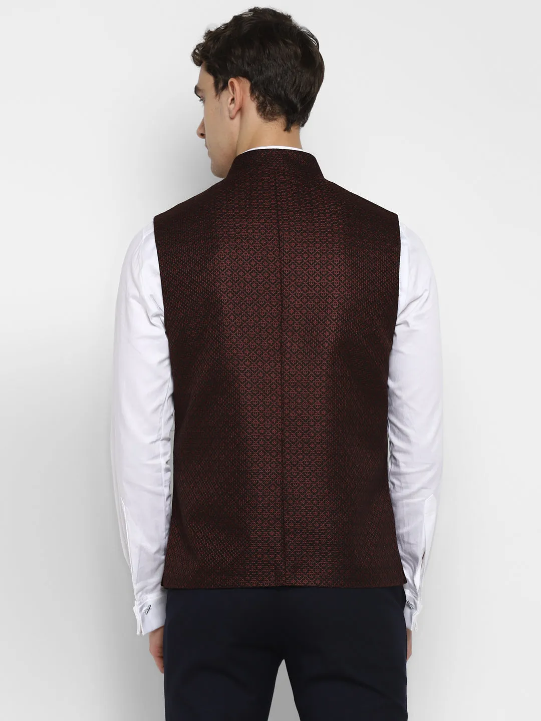 Printed Maroon Waist Coat for Men