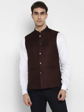 Printed Maroon Waist Coat for Men