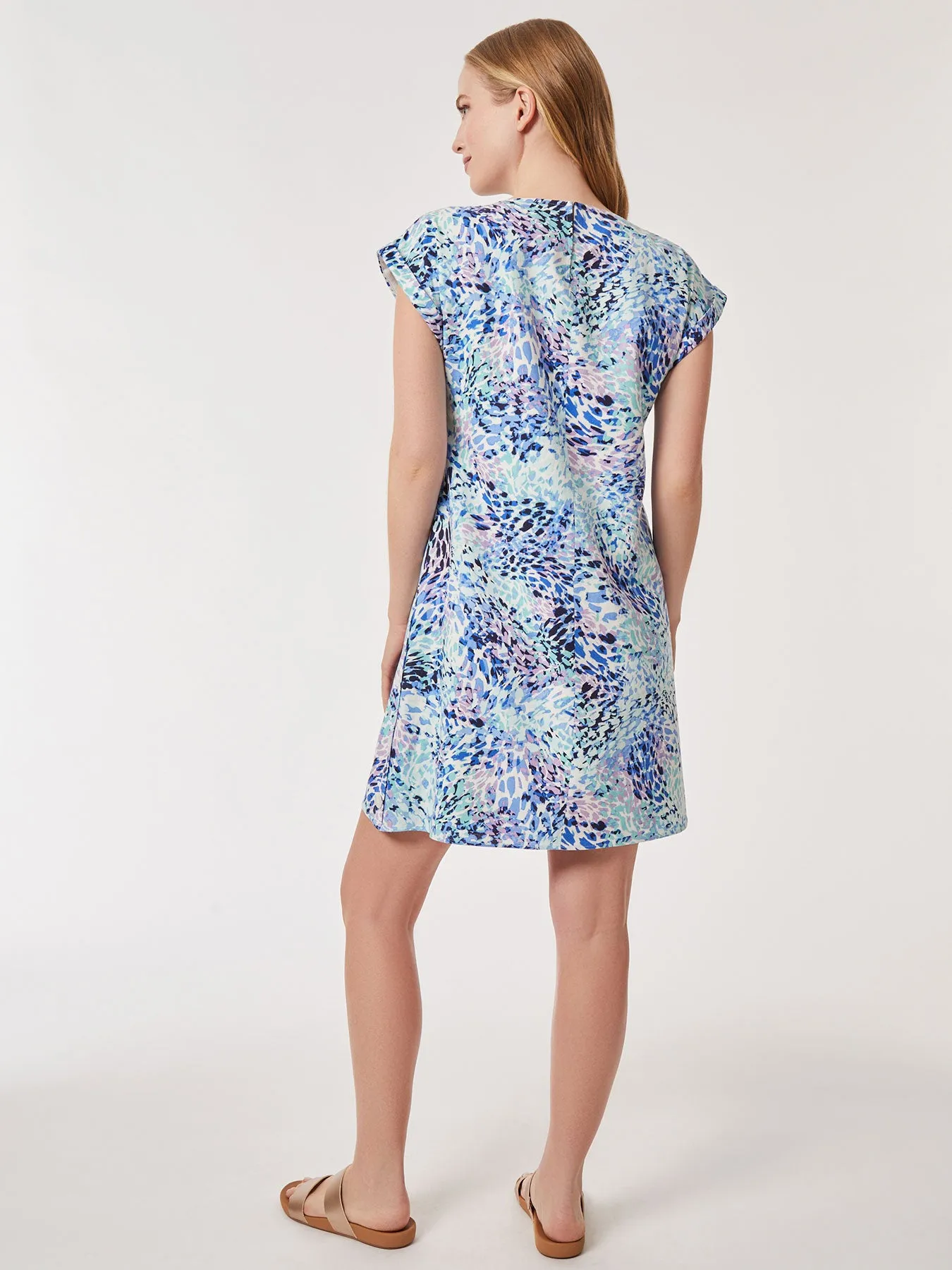 Printed Side Button Swing Dress