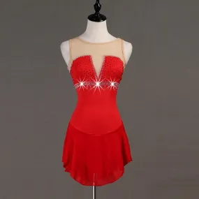 Red Sleeveless Figure Skating Dress Women's And Children's Sizes