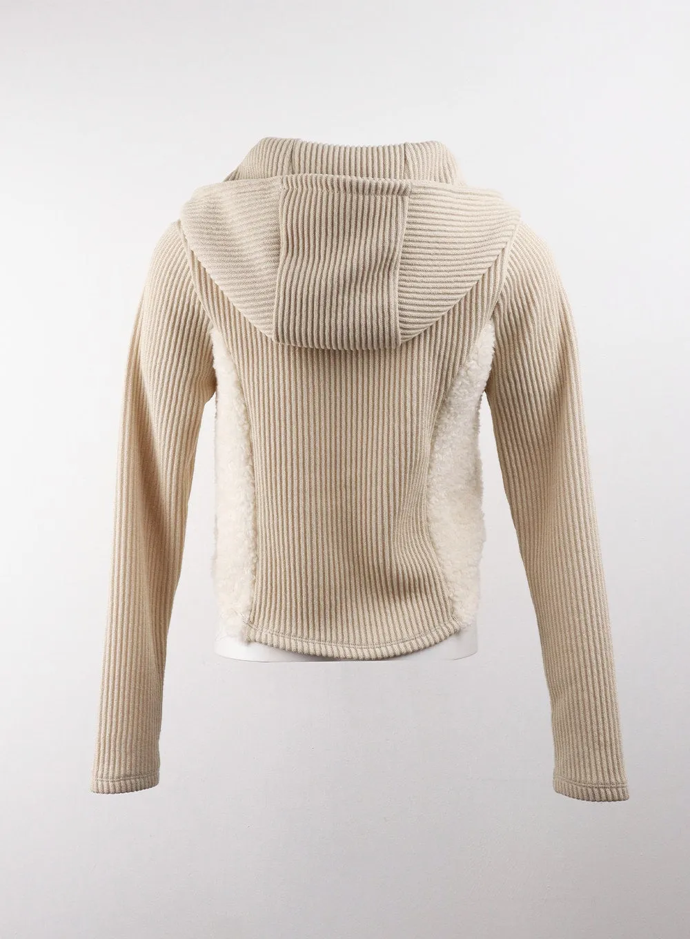 Ribbed Hoodie Zip-Up Top CD329