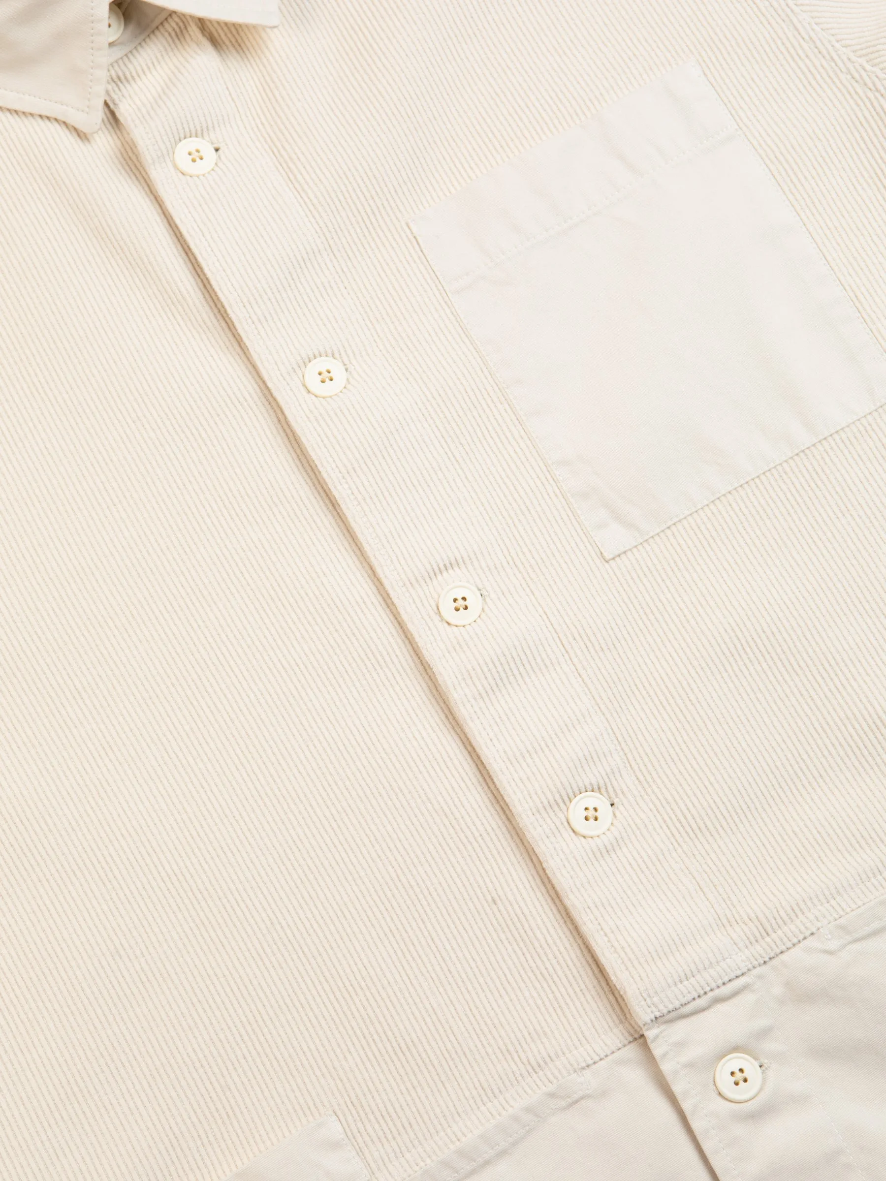 Rosyth Overshirt In Ecru Cord / Twill Blend