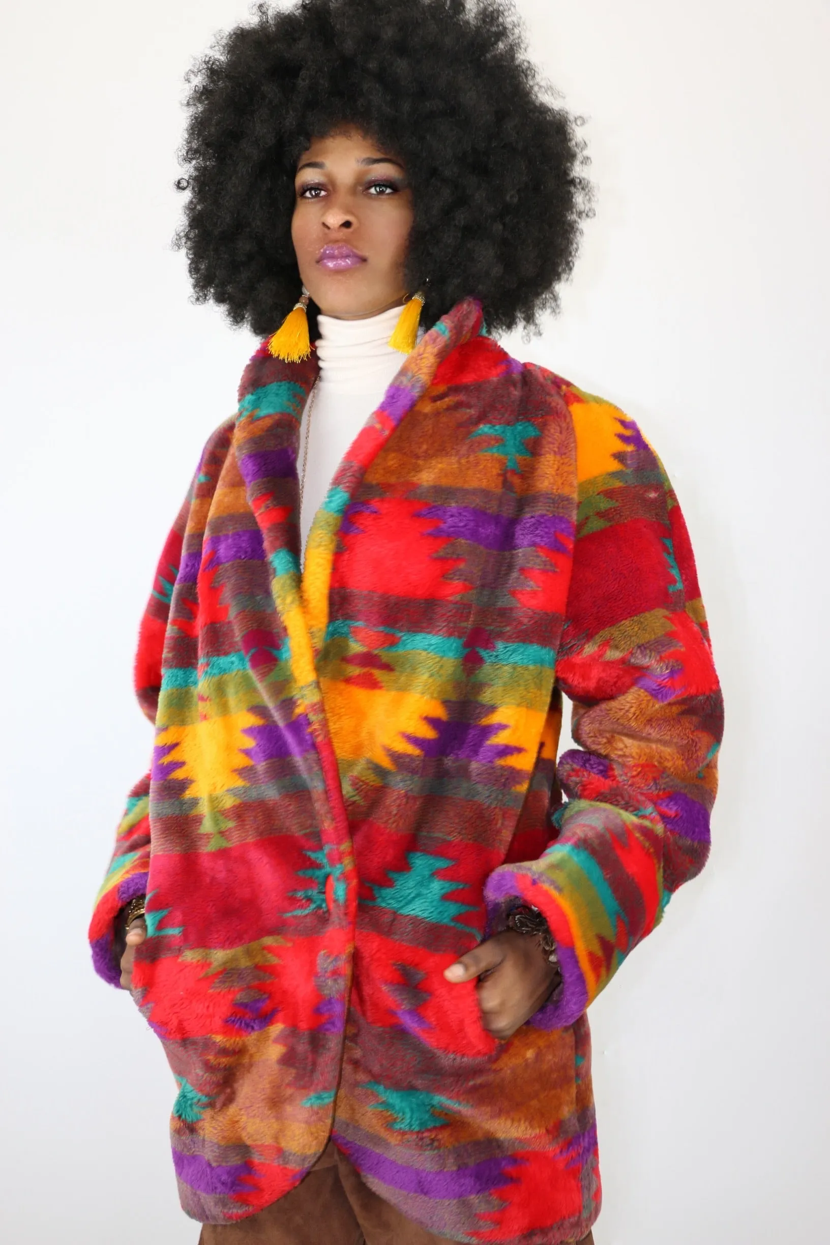 Royal Plush Vintage Aztec Faux Fur Coat