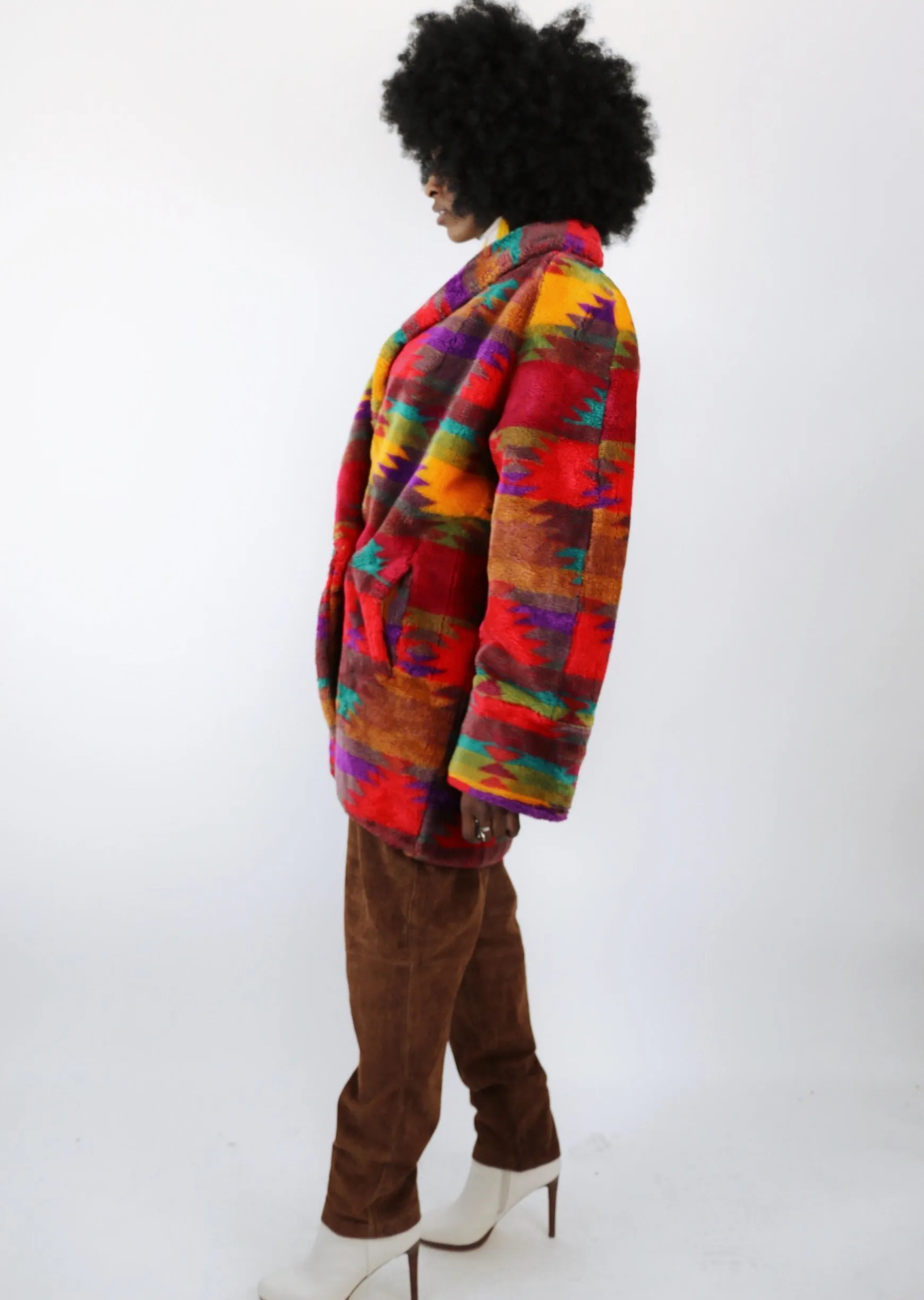 Royal Plush Vintage Aztec Faux Fur Coat