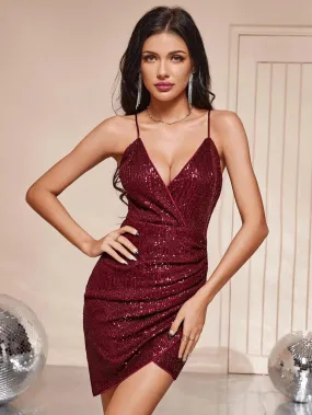 Ruched Sequin Bodycon Dress