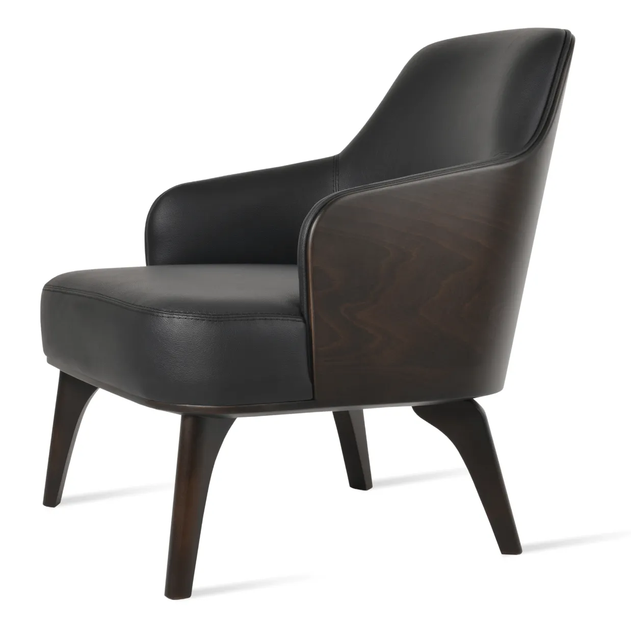 Saphire Rounded Black Leather Armchair