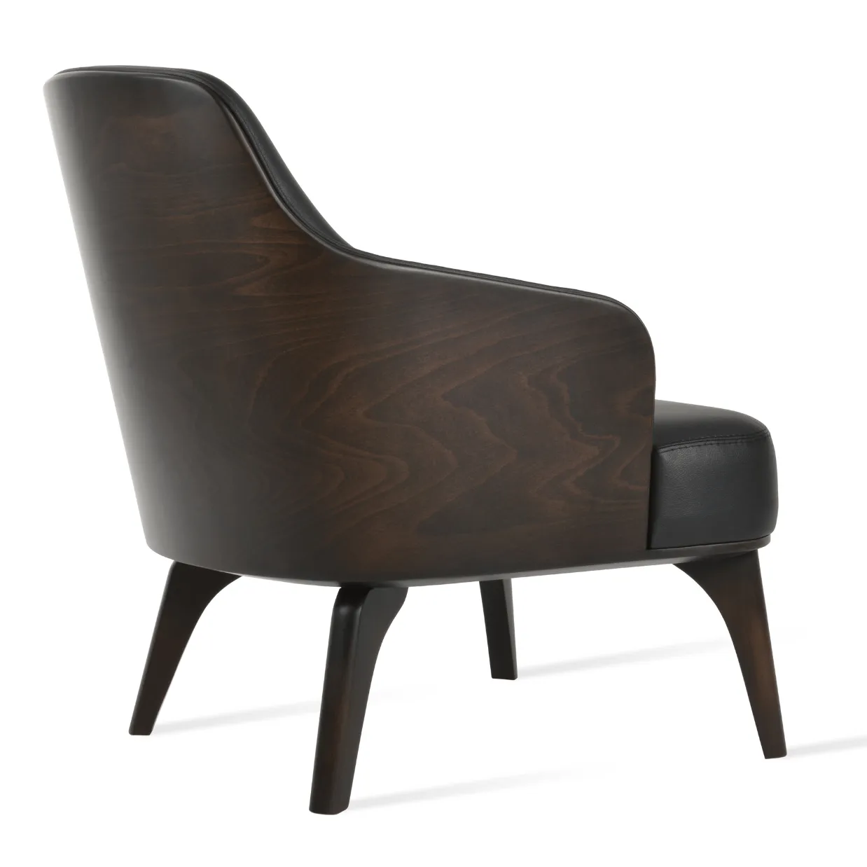 Saphire Rounded Black Leather Armchair