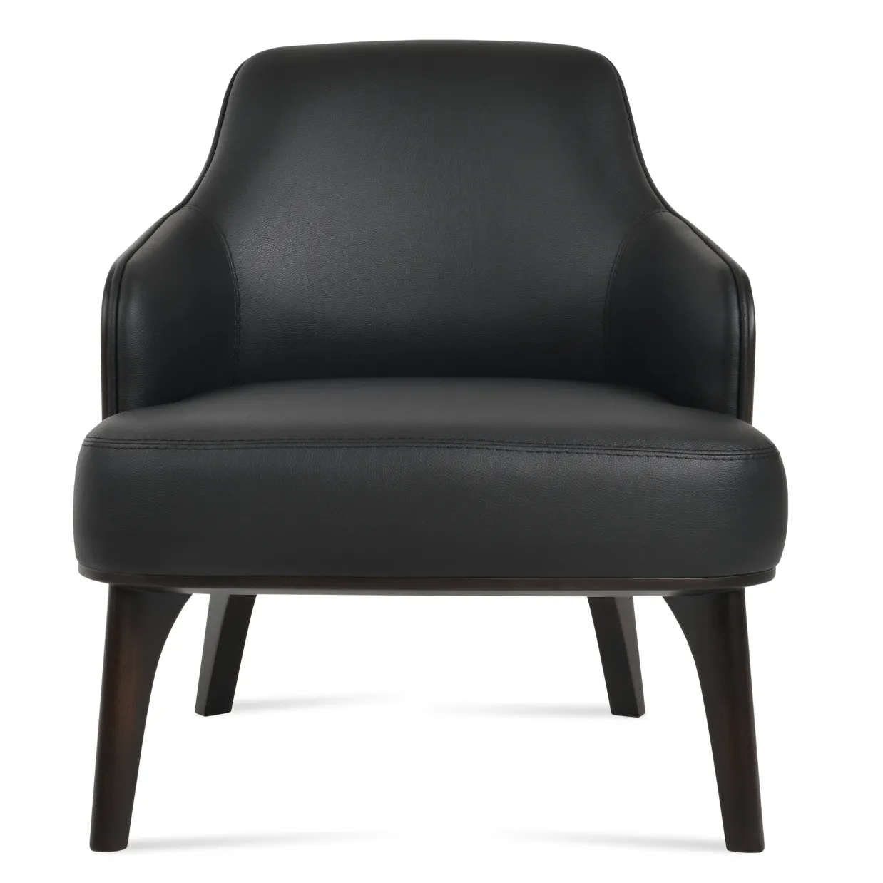 Saphire Rounded Black Leather Armchair