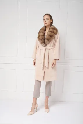 Sheared coat with sable lapels