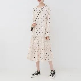 spring new Korean version of the Japanese wave point small fresh long dress