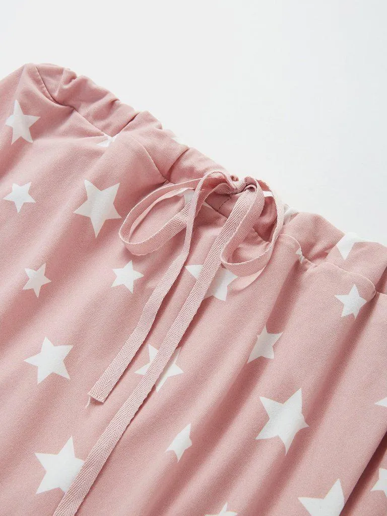 Stars Print Pullover & Pants Pj Set