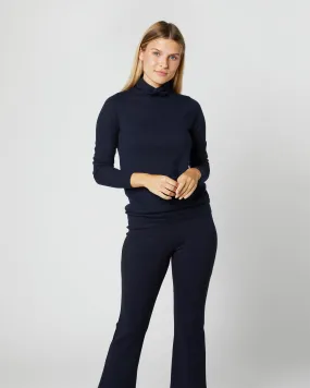 Superfine Funnel-Neck Sweater in Navy Cashmere