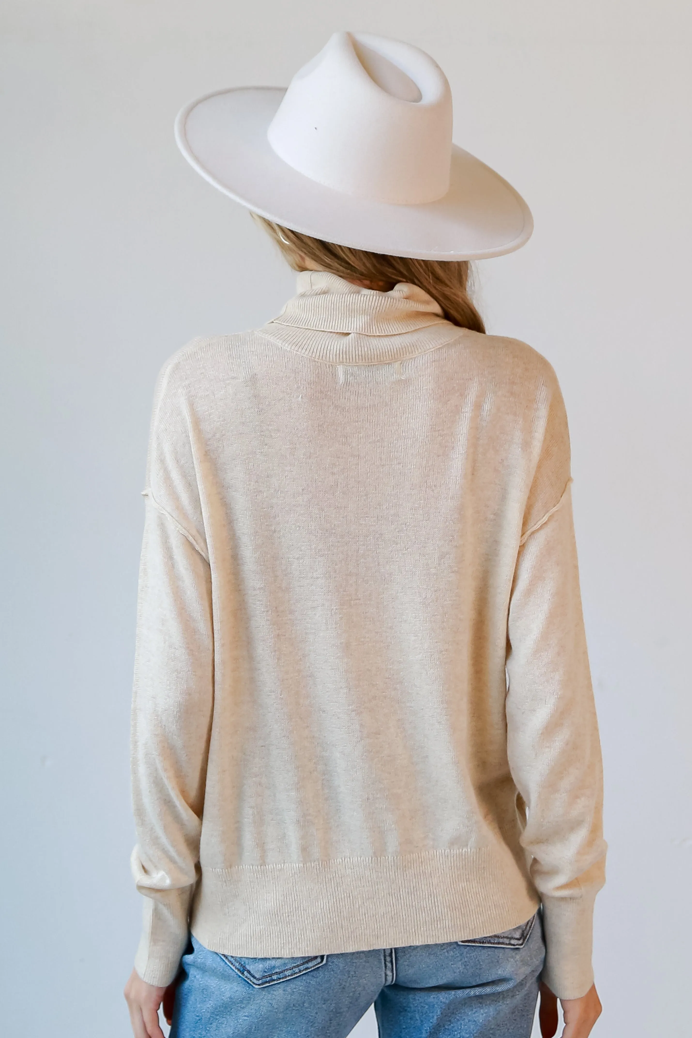 Sutton Oatmeal Turtleneck Lightweight Knit Sweater - DOORBUSTER