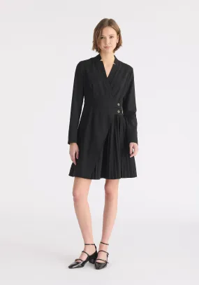 Tailored Blazer Dress with Pleated Skirt