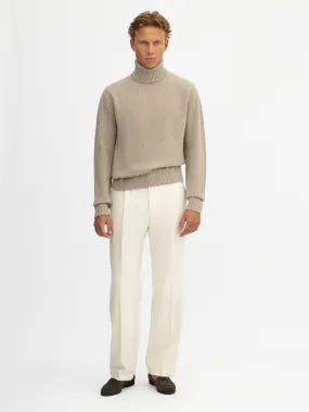 Taupe Merino Wool Cashmere Turtleneck