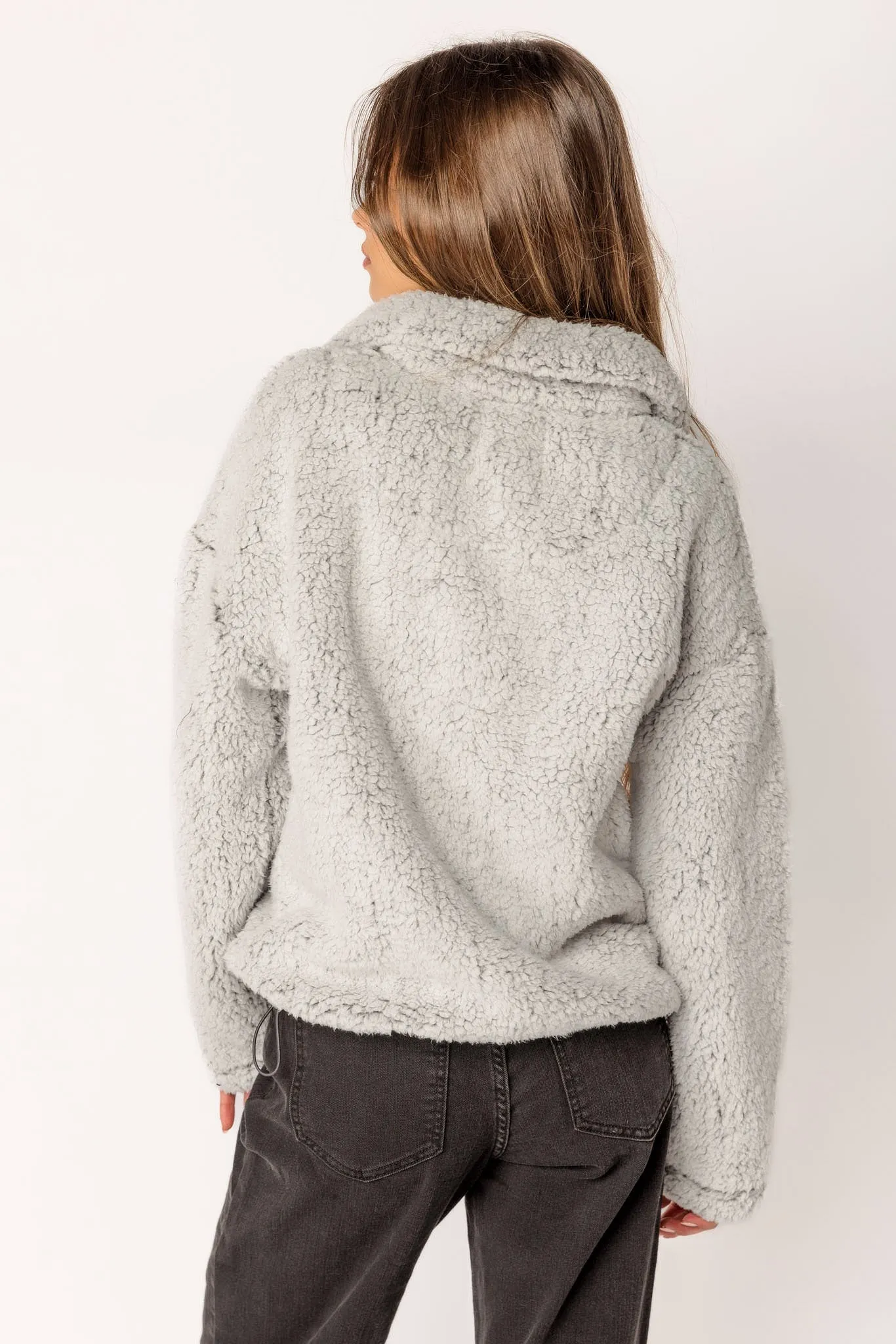 Teddy Sherpa Faux Fur Quarter-Zip Popover