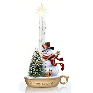 The Bradford Exchange Be Merry Be Bright Snowman Sculptures With Flameless Candles A Warm Winters Welcome Illuminated Candle Collection Issue #2 Christmas Decoration by Dona Gelsinger 9-inches