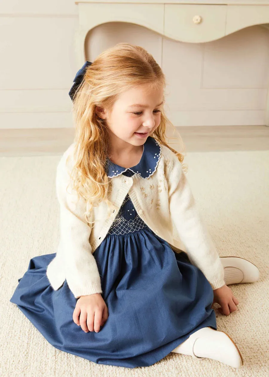 The French Blue Hand Smocked Dress Baby Girl Look