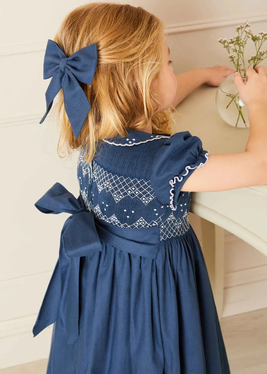 The French Blue Hand Smocked Dress Baby Girl Look