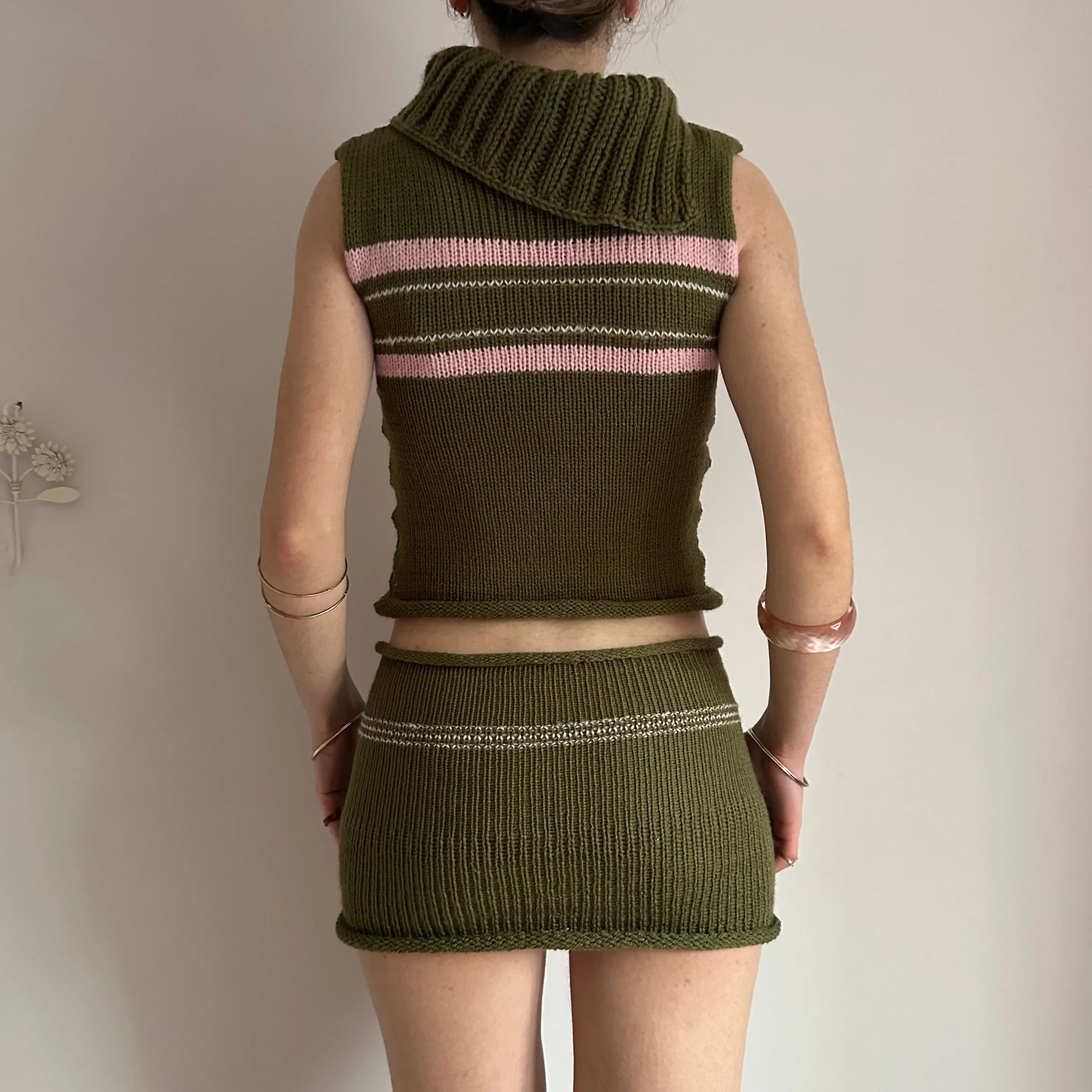 The Jade Vest - striped asymmetrical turtleneck knit vest