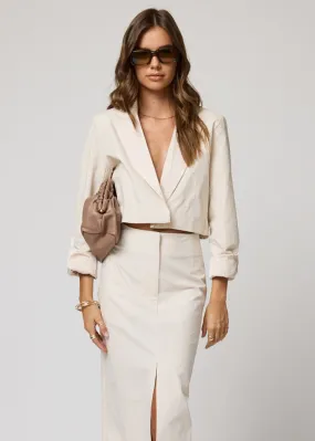 The Matte Twill Crop Blazer - WInter White