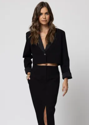 THE MATTE TWILL CROP BLAZER