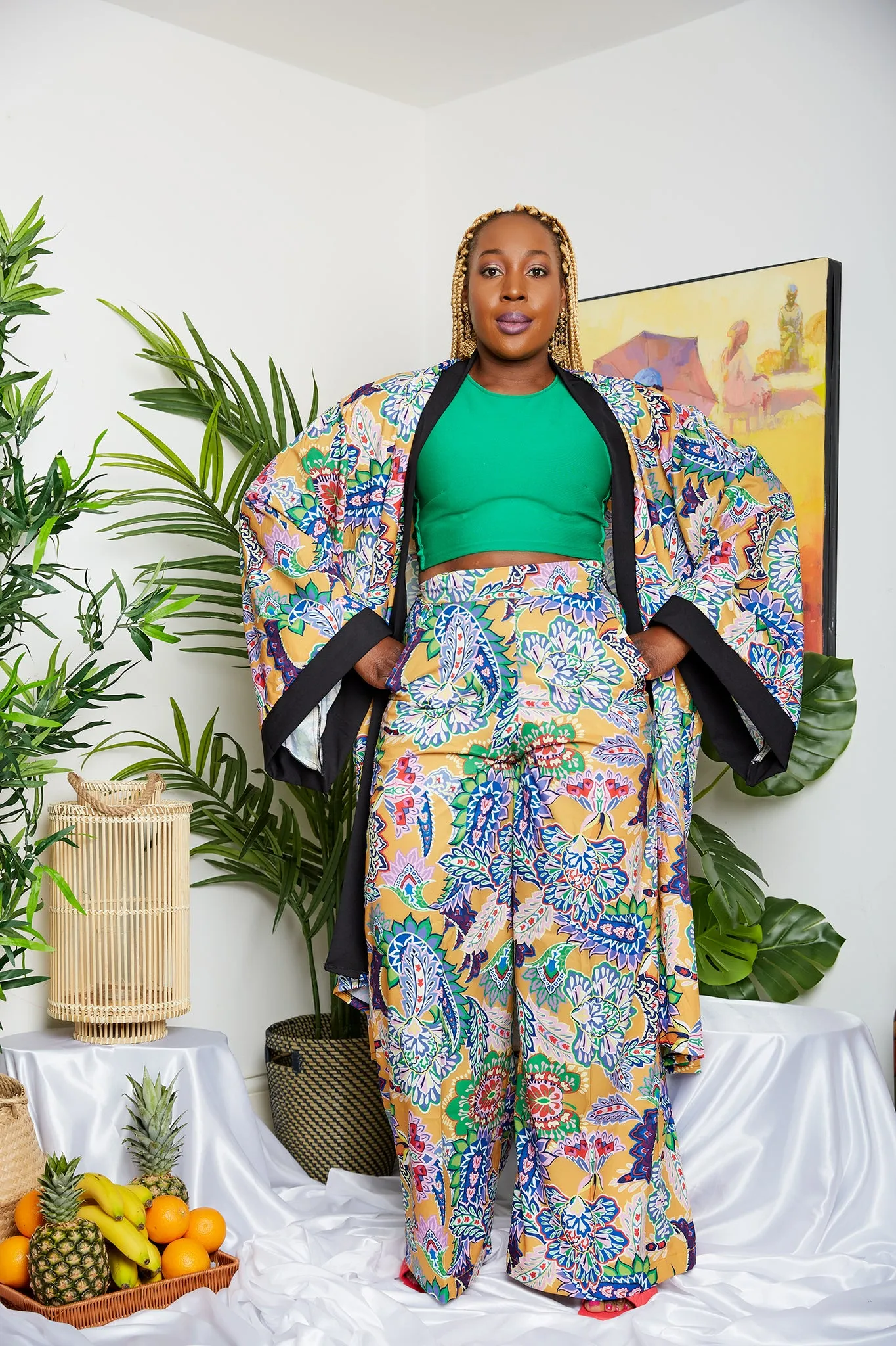 Tropical Crepe Print Pallazo Trouser (Matching Kimono Sold separately) - Lynette