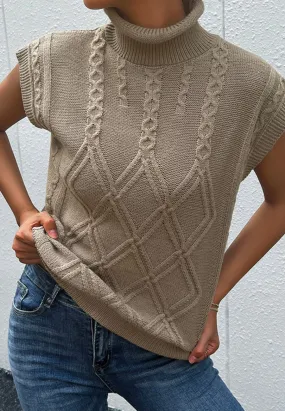 Turtleneck Cable Knit Sweater Vest