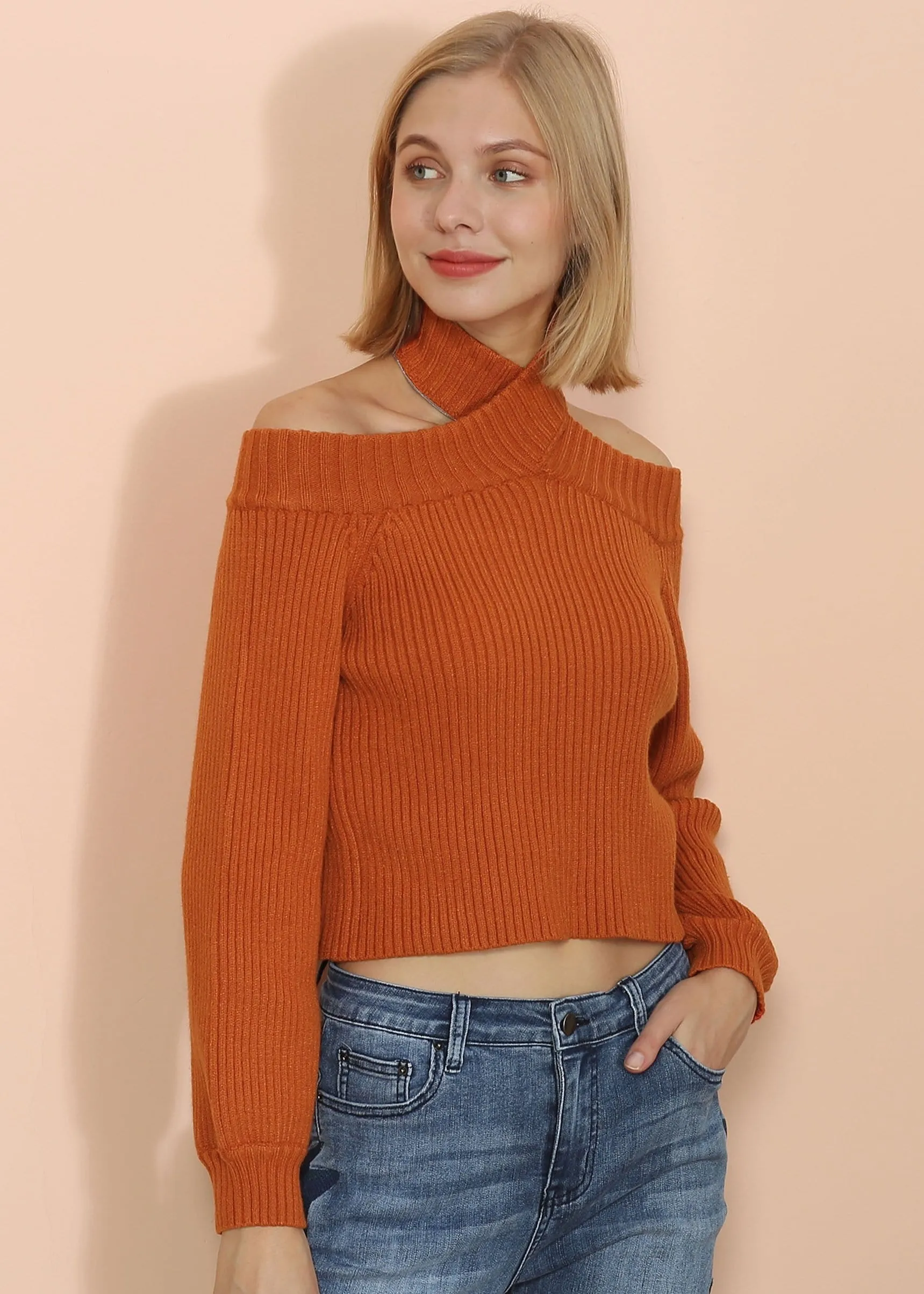 Turtleneck Cold Shoulder Sweater