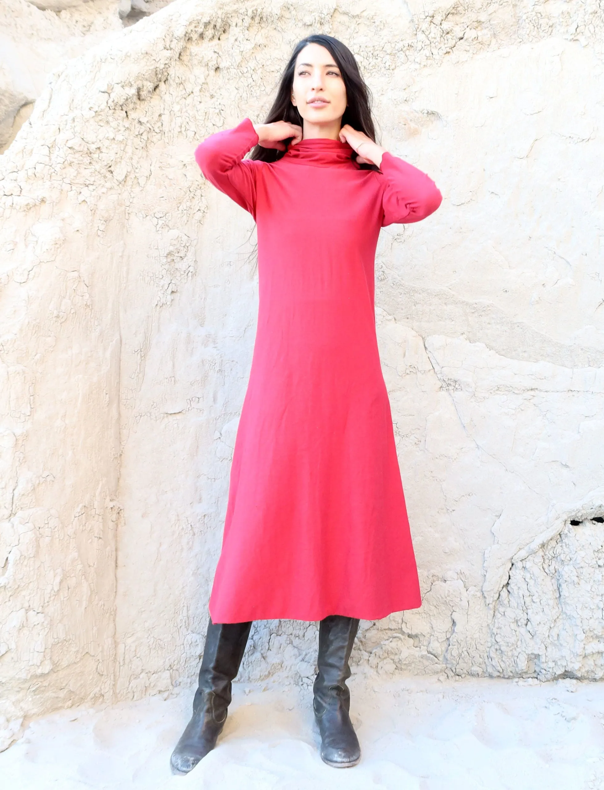 Turtleneck Simplicity Below Knee Dress