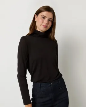 Turtleneck Tee in Black Pima Cotton