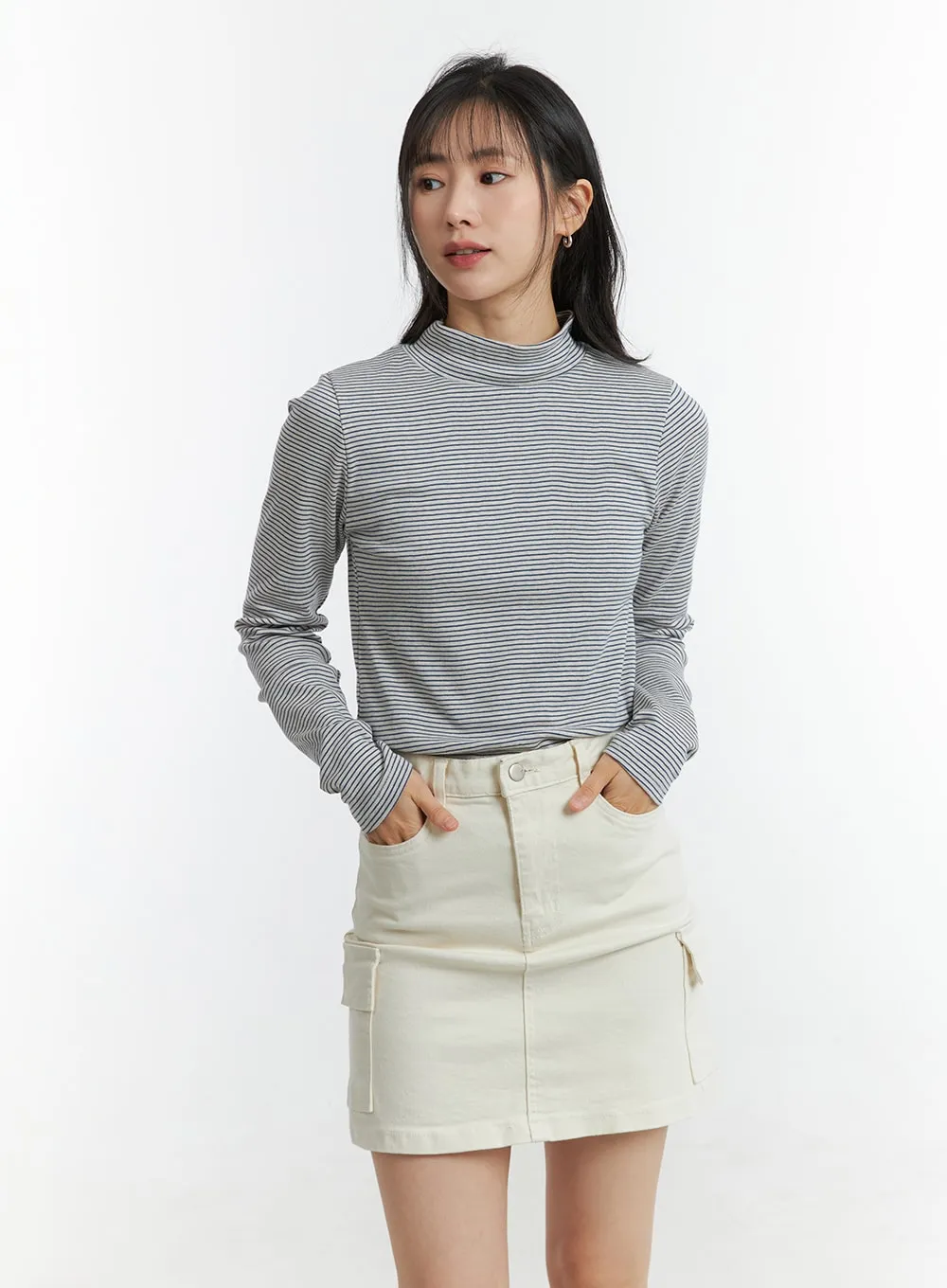 Turtleneck Thin Striped Long Sleeve OD308