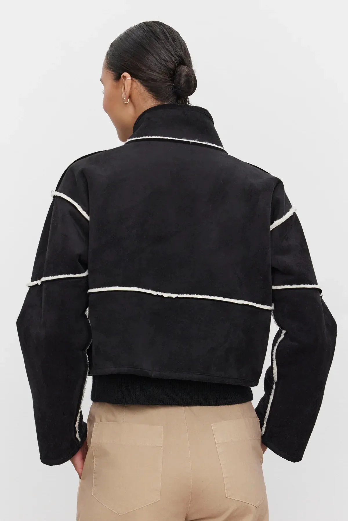 VELVET kelly luxe sherpa reversible jacket in black