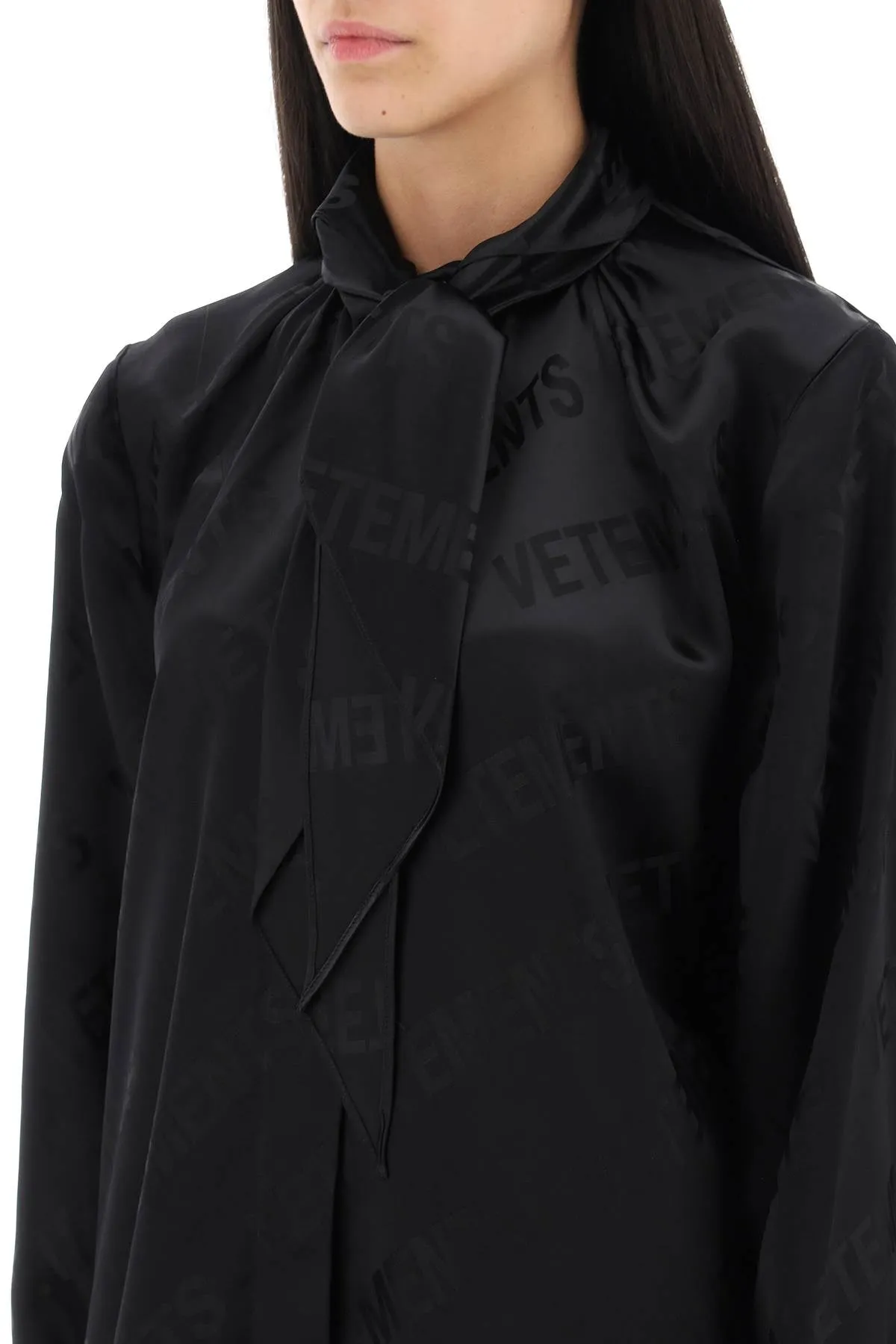 Vetements scarf collar monogram blouse