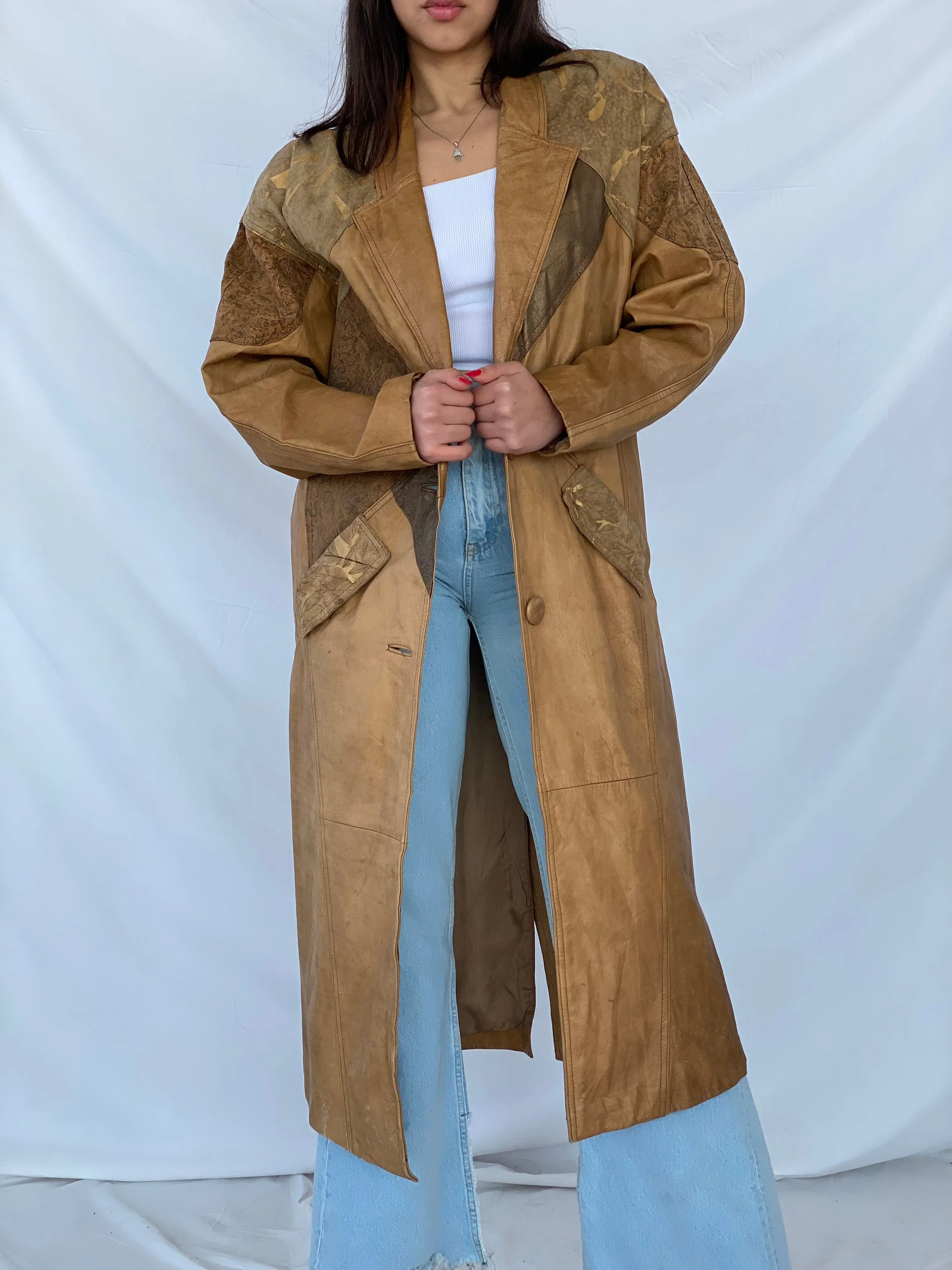 Vintage 90s JOHN WEITZ Genuine Leather Coat