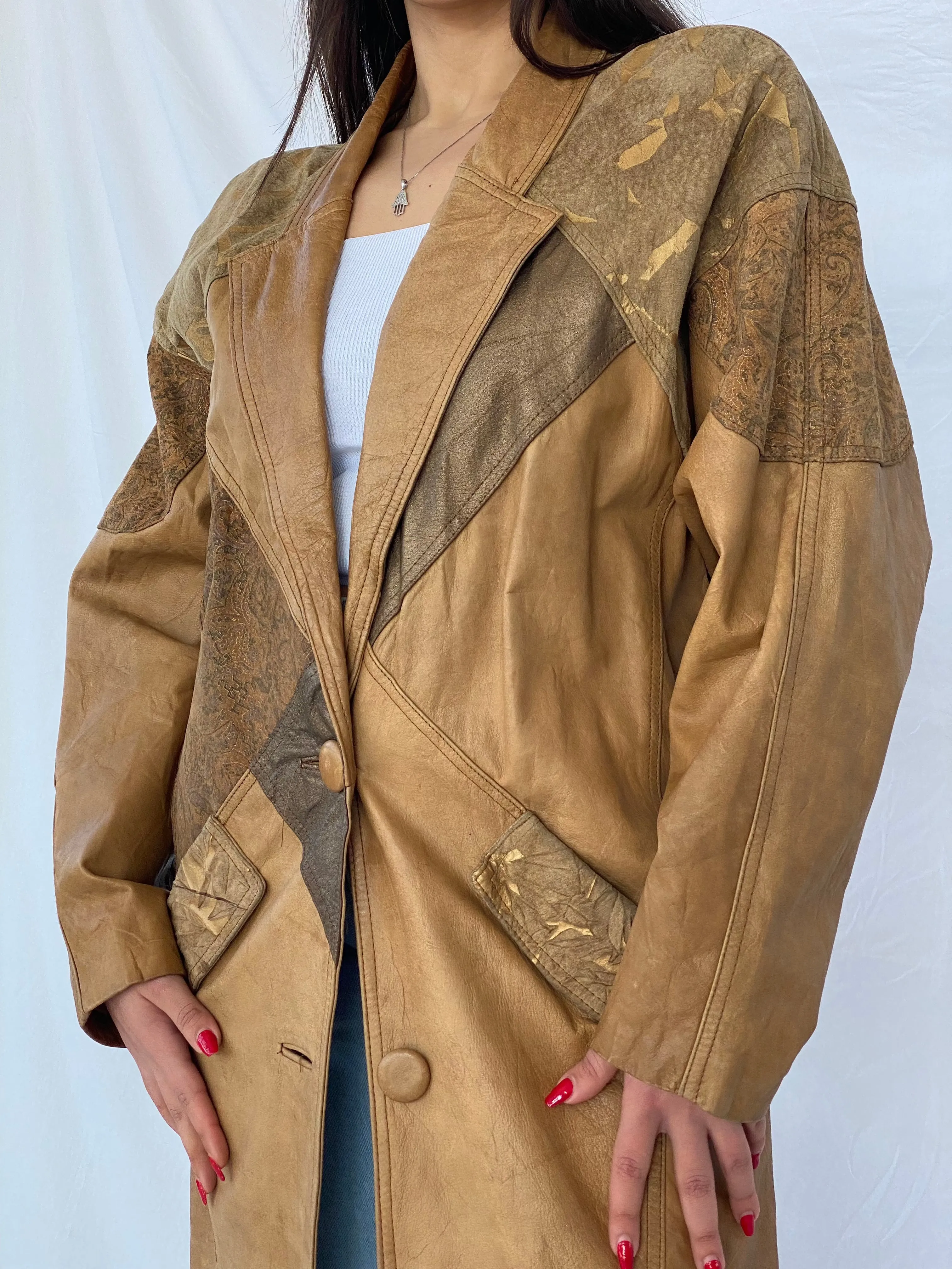 Vintage 90s JOHN WEITZ Genuine Leather Coat