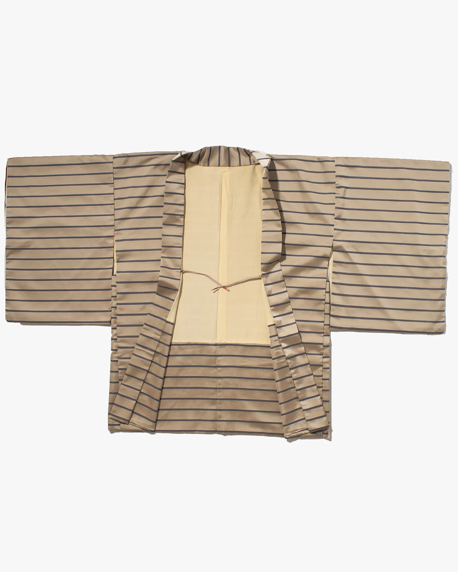 Vintage Haori Jacket, Champagne with Blue Stripes