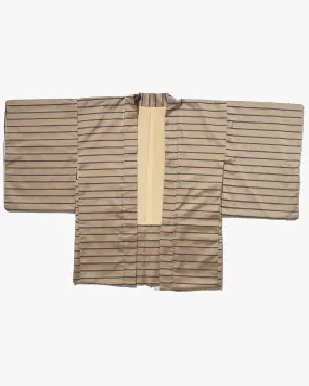 Vintage Haori Jacket, Champagne with Blue Stripes