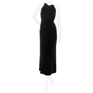 Vintage Haute Couture Black Velvet Halter Dress