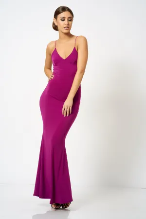 Violet Strappy Plunge Maxi Dress