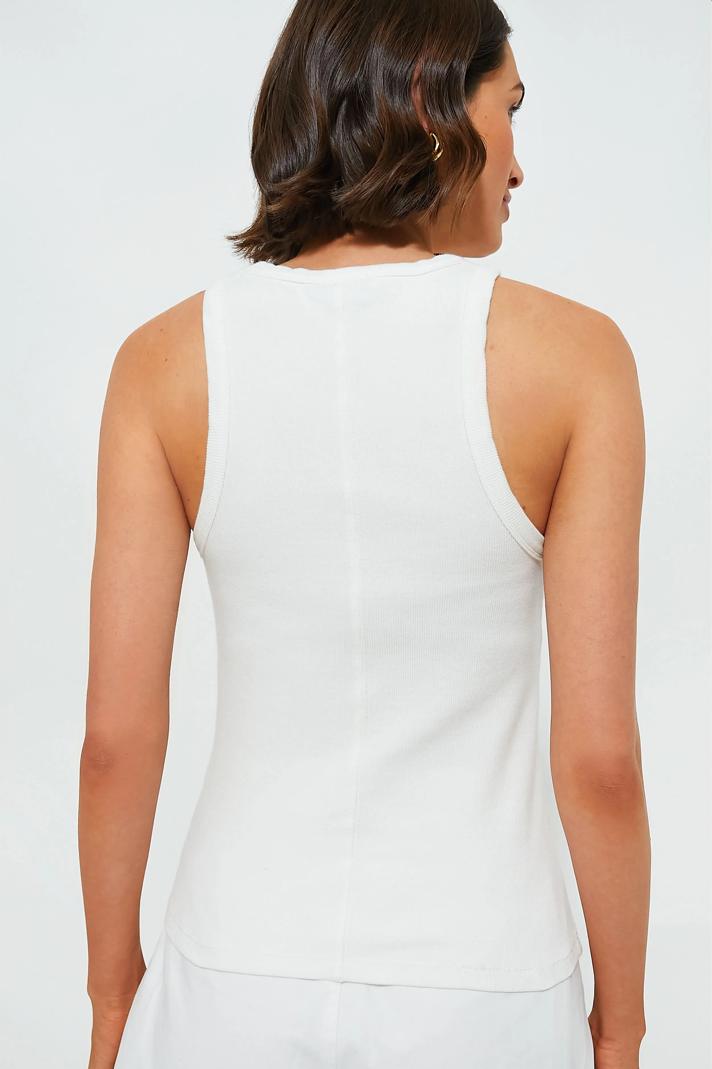 White Foley Rib Racerback Tank