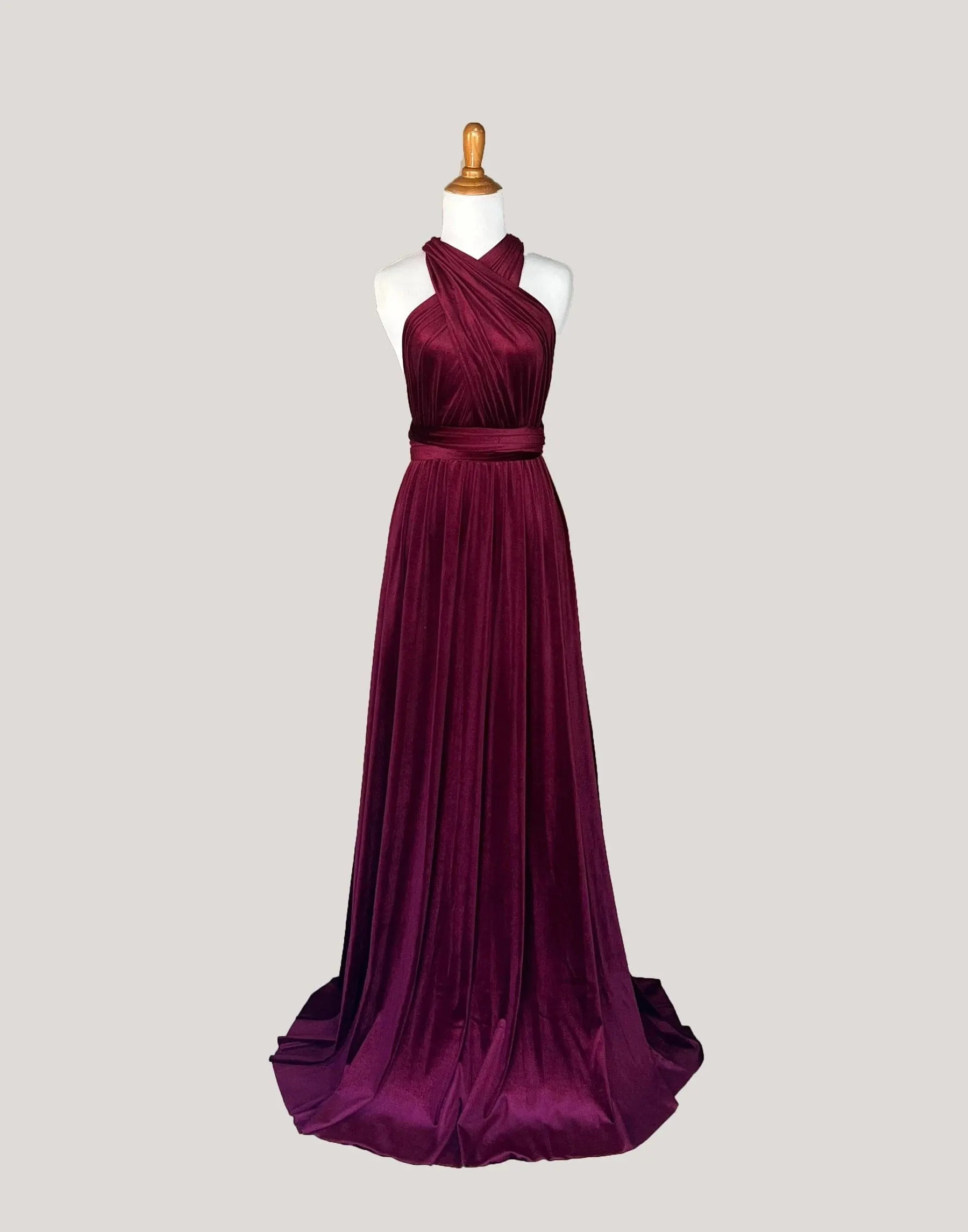 Wine Velvet Infinity Dress/ Wrap Convertible Bridesmaid Dress,Y20-13