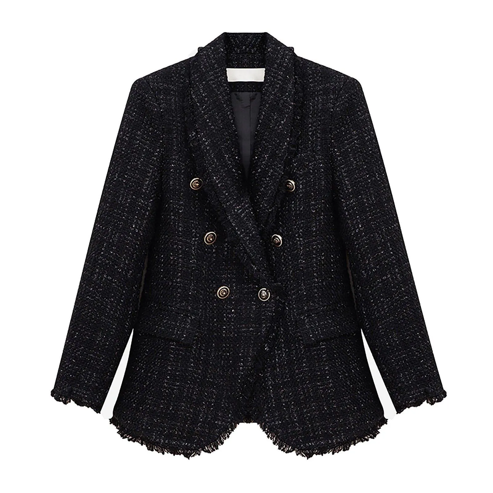 Women Tweed Blazer jacket,White Fitted Tweed Jacket,Black Tweed Blazer Suit,Double breasted Coat,Autumn Winter Jacket Coat,Wedding Suit