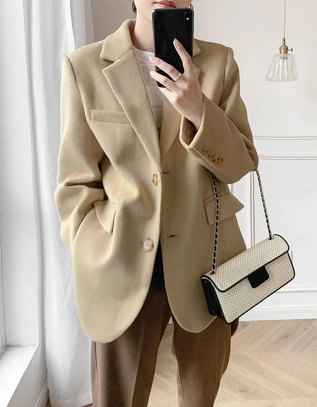 Women Wool Coat,Camel Oversize Wool Blazer,Black Wool Suit Coat,Autumn Suit,Winter Wool coat,boyfriend blazer,Black Wool Blazer,Loose Suit