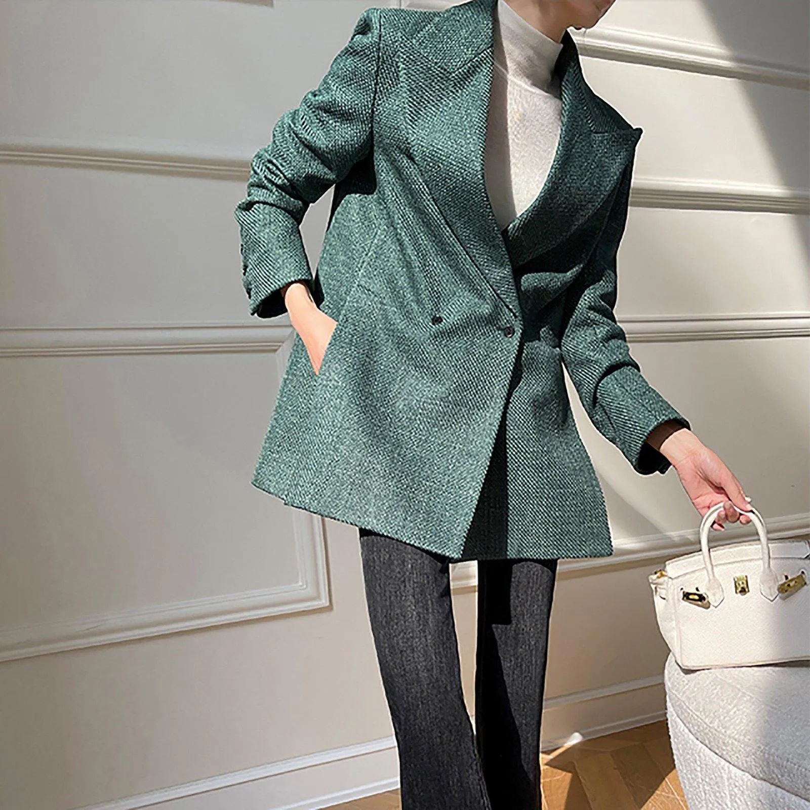 Women's Blazer Coat,Green Suit Women,Oversize Blazer,Green Blazer Women,Loose Suit Jacket,Double Breasted Suit Coat,Wedding Guest Suit women