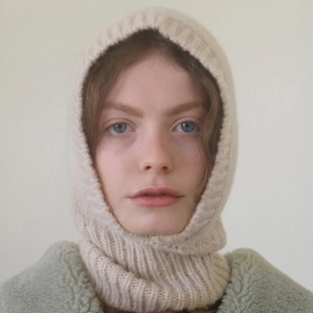 Women's Knitted Balaclava Collar Bonnet