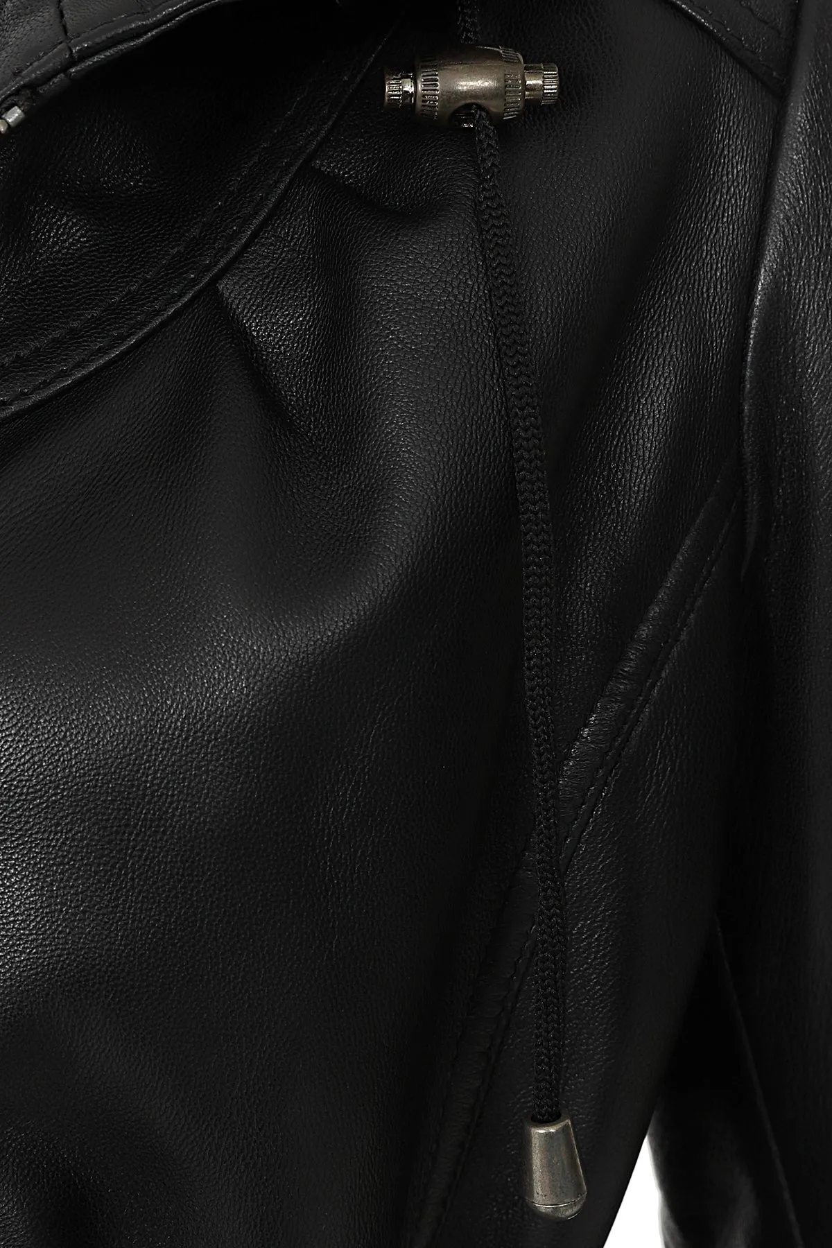 Women's ¾ Length Black Leather Duffle Coat - 'BECKY'